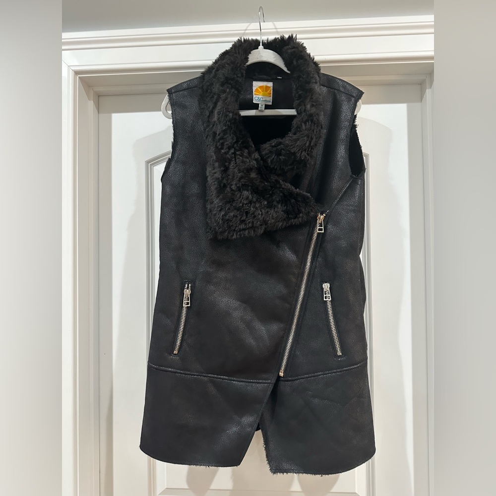 C&C California women’s M faux suede/fur sleeveless long vest